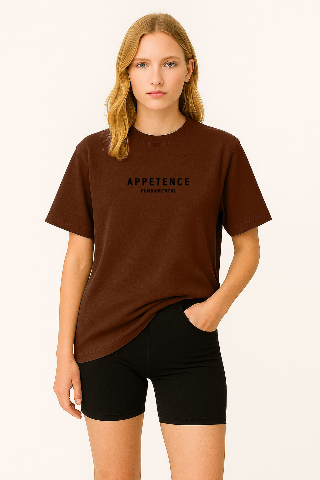 APPETENCE Brown Over Size T-Shirt