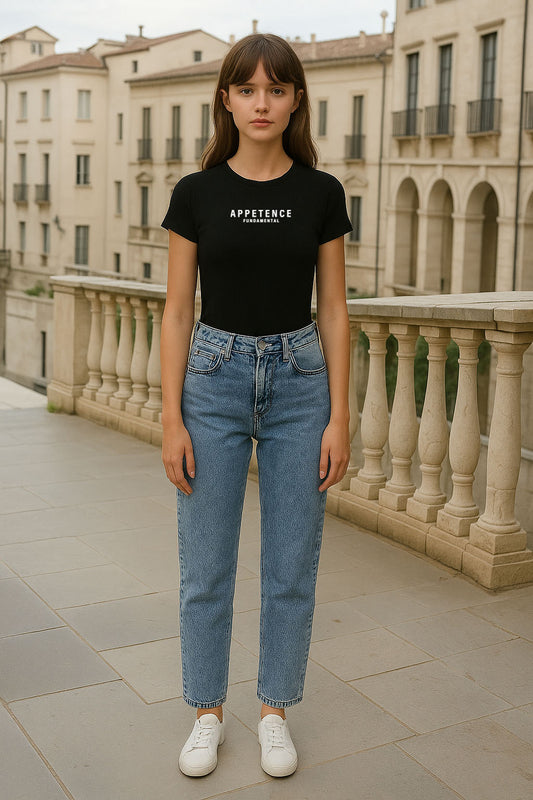 APPETENCE Women's Black Ribbed T-shirt